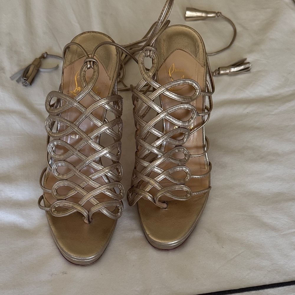Christian Louboutin Gold Strappy Heels